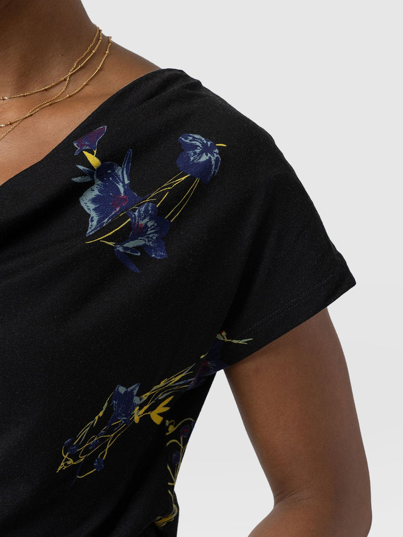 Cowl Neck Tee - Blue Lily Gardens