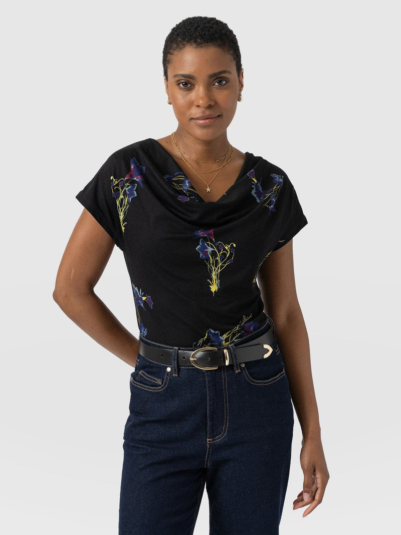 Cowl Neck Tee - Blue Lily Gardens