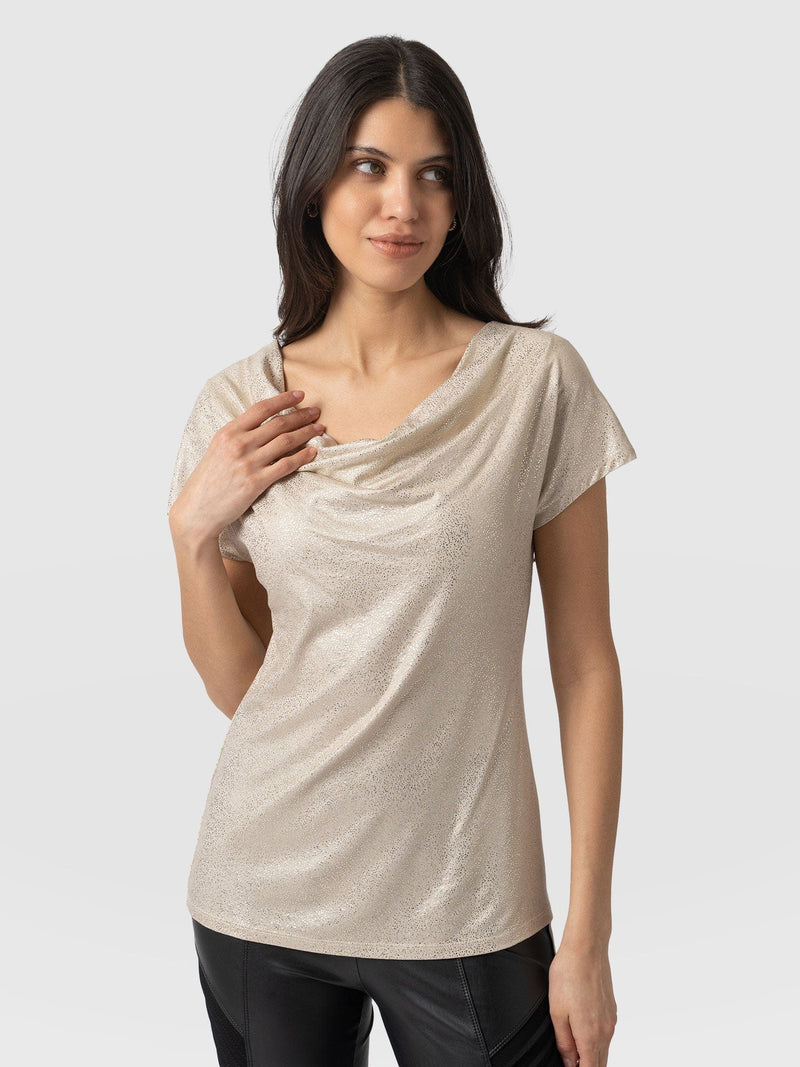 Cowl Neck Tee - Gold