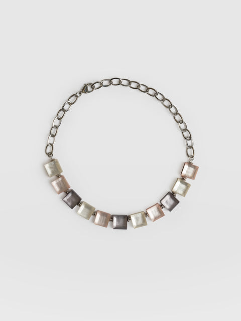 Cube Beaded Necklace - Champagne - Women's Jewellerys | Saint and Sofia® UK
