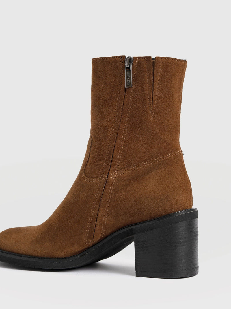 Dakota Ankle Boot - Camel Suede