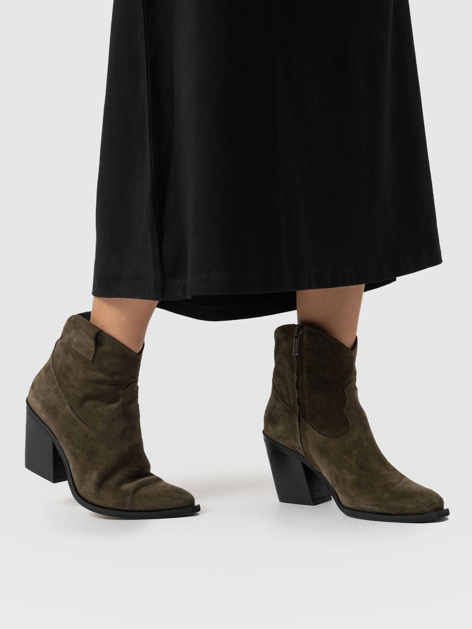 Dallas Mid Boot Khaki - Women's Leather Boots | Saint + Sofia® UK