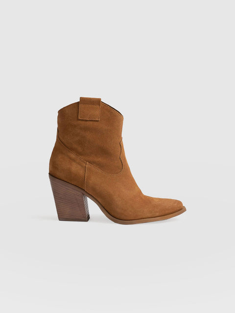 Dallas Mid Boot Tan - Women's Leather Boots | Saint + Sofia® UK