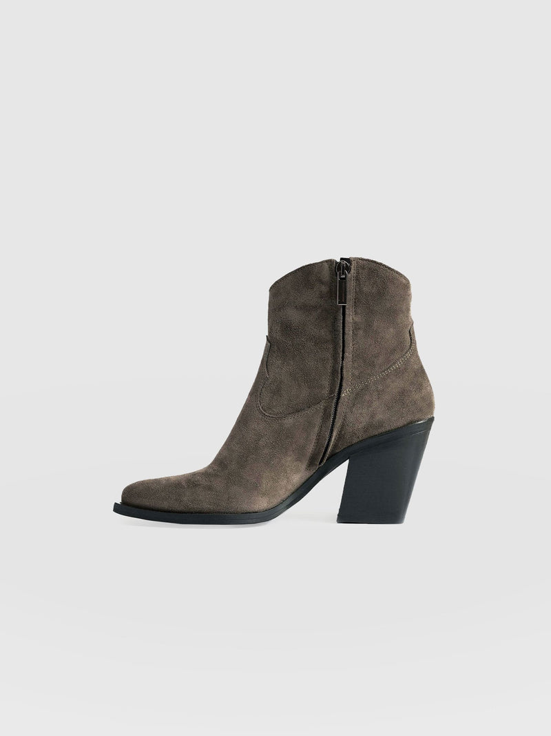 Dallas Mid Boot Taupe - Women's Leather Boots | Saint + Sofia® UK