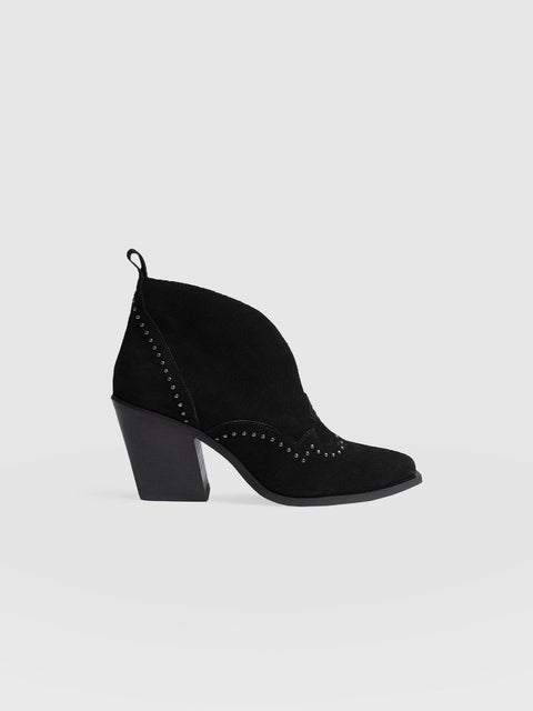 Dallas Studded Ankle Boot - Black