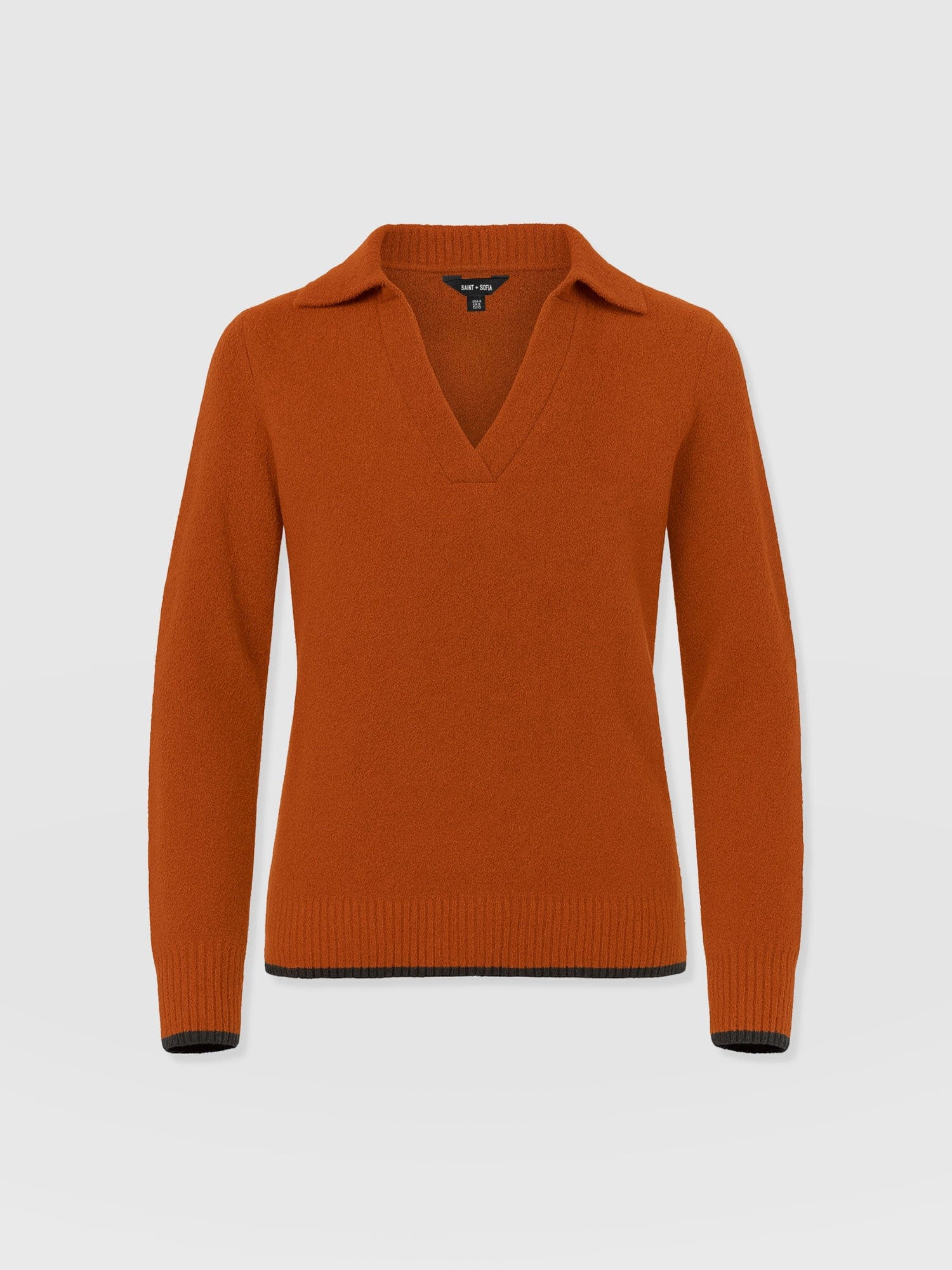 Delphi Polo Knit - Burnt Orange - Women's T-shirts | Saint + Sofia® UK