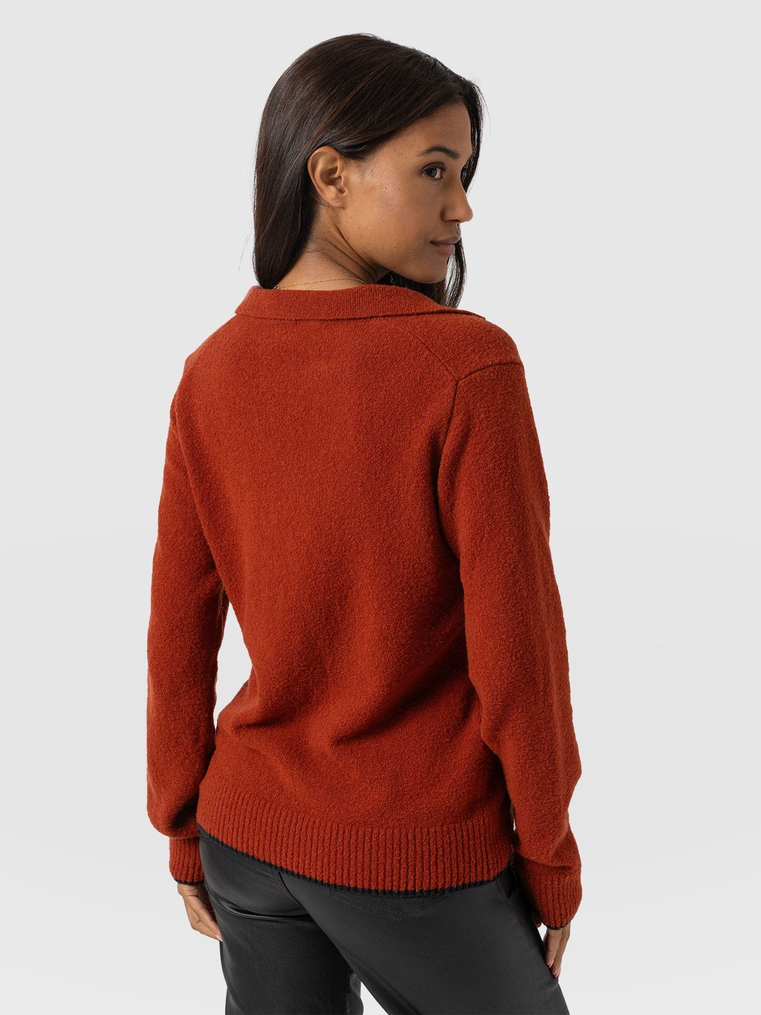 Delphi Polo Knit - Burnt Orange - Women's T-shirts | Saint + Sofia® UK