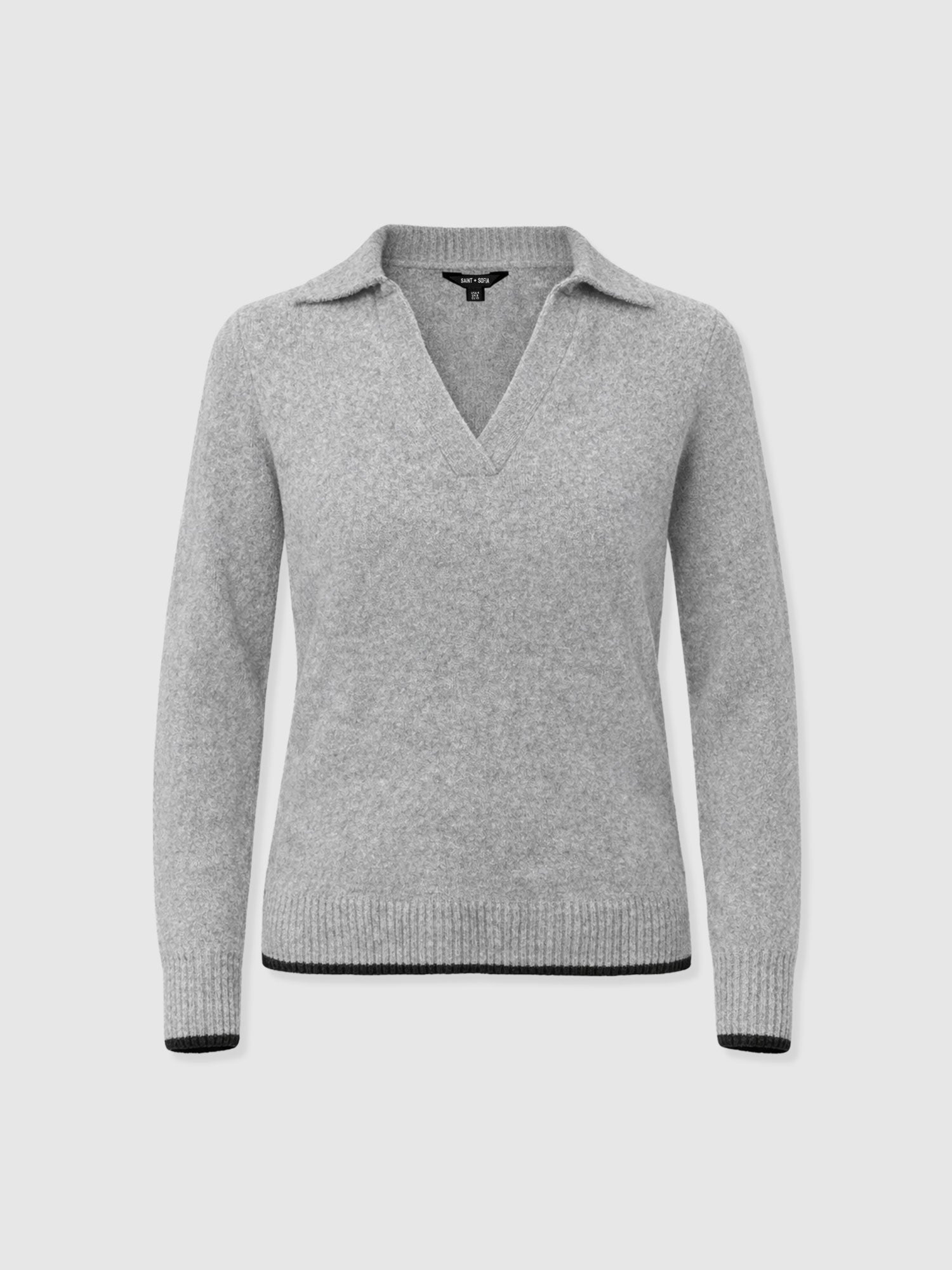 Delphi Polo Knit - Grey - Women's Jumpers | Saint + Sofia® UK