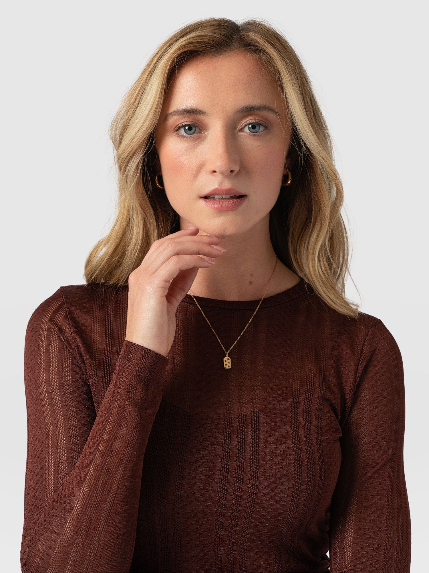 Demi Lace Long Sleeve Tee Maroon - Women's Tops | Saint + SofiaÂ® UK