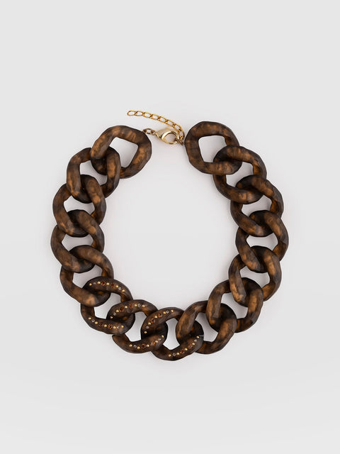 Diamante Chain Necklace - Brown - Women's Jewellers | Saint and Sofia® UK