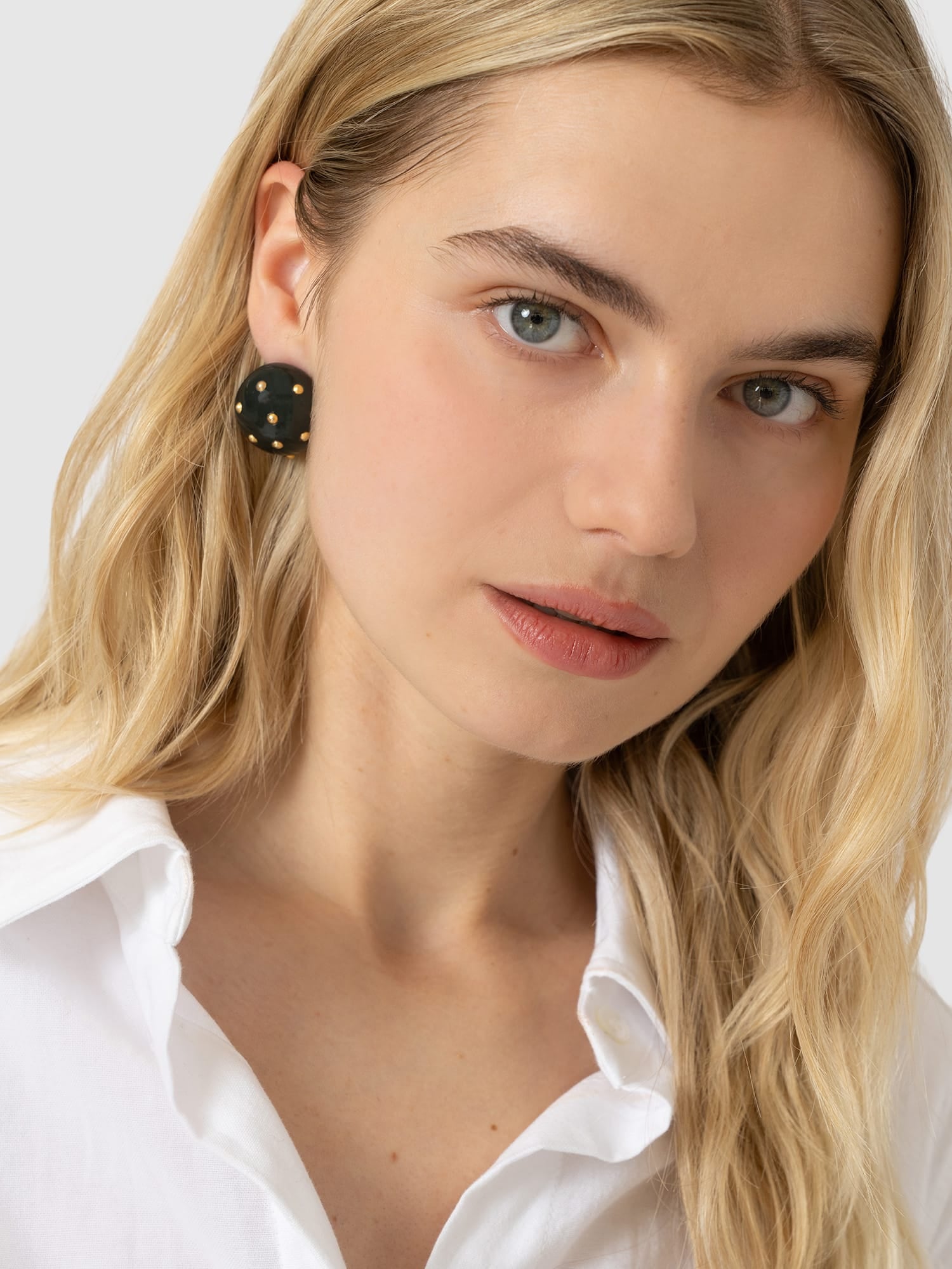 Diamante Stud Earrings - Dark Green/Gold - Women's Jewellers | Saint and Sofia® UK