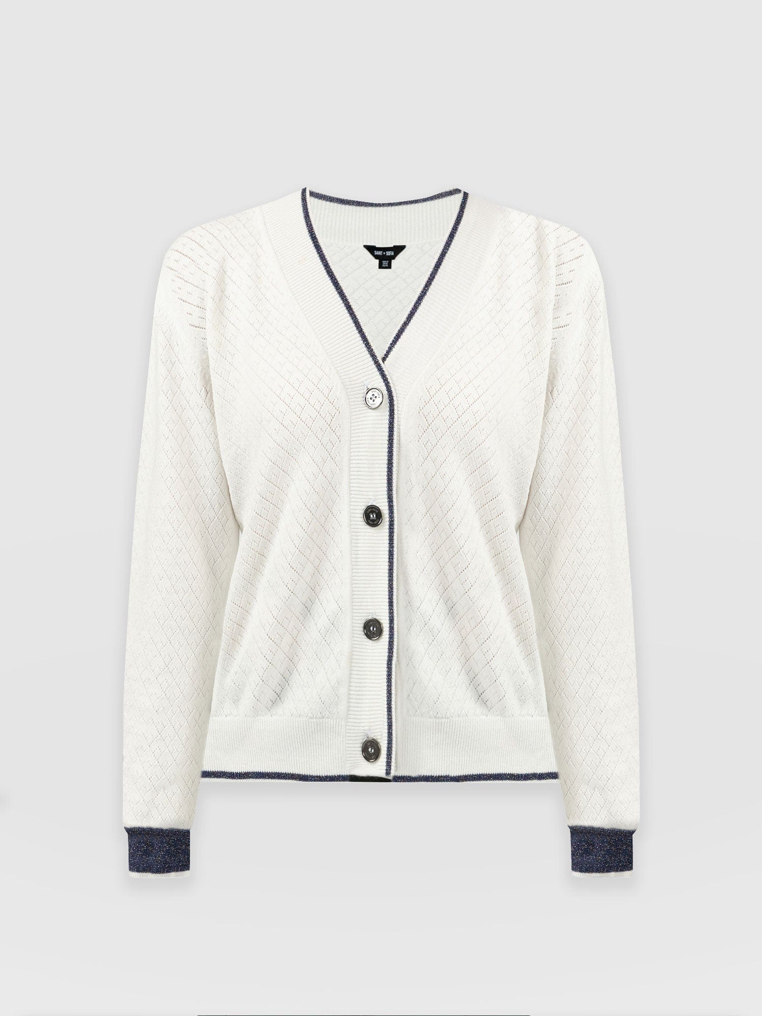 Diamond Knit Cardigan - White