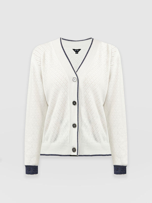 Diamond Knit Cardigan - White