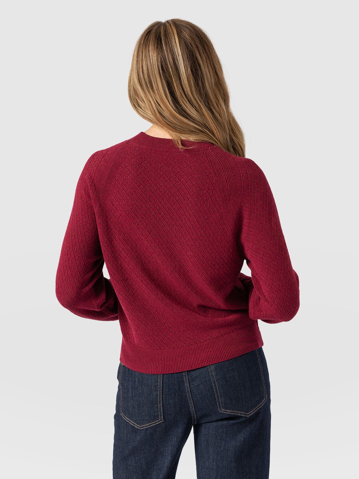 Diamond Knit Jumper Deep Pink - Women's Jumpers | Saint + Sofia® UK