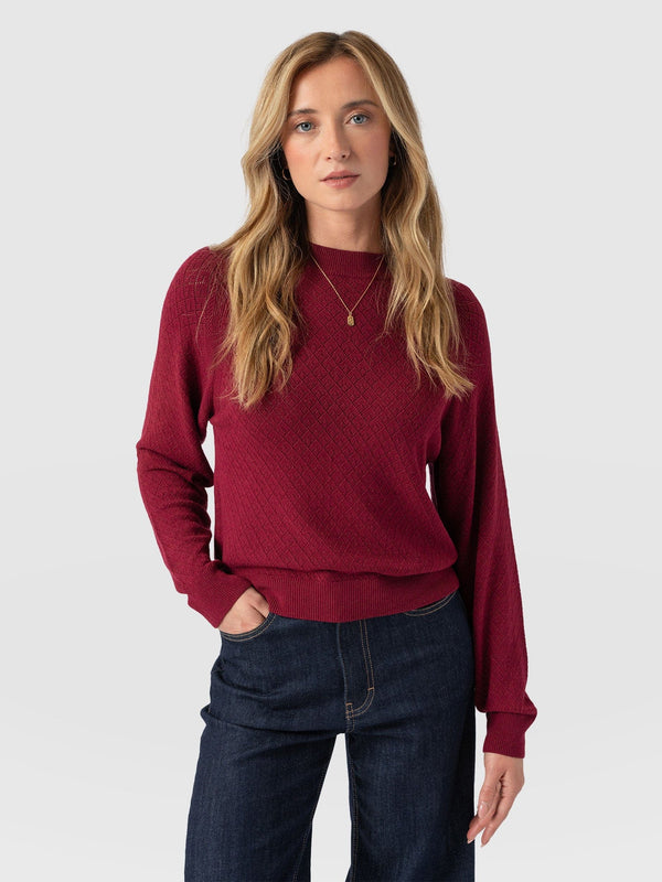 Diamond Knit Jumper - Deep Pink