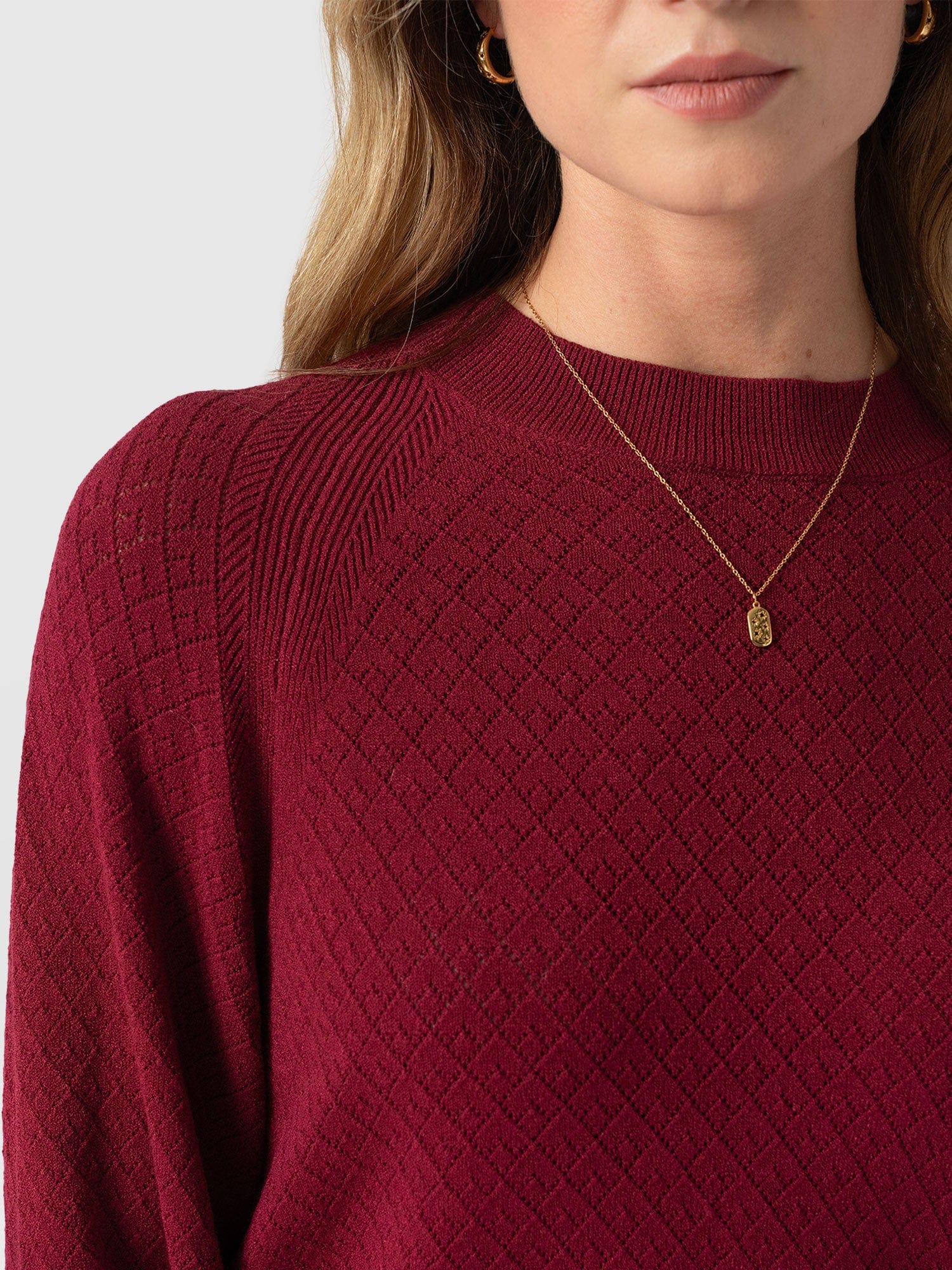 Diamond Knit Jumper Deep Pink - Women's Jumpers | Saint + Sofia® UK