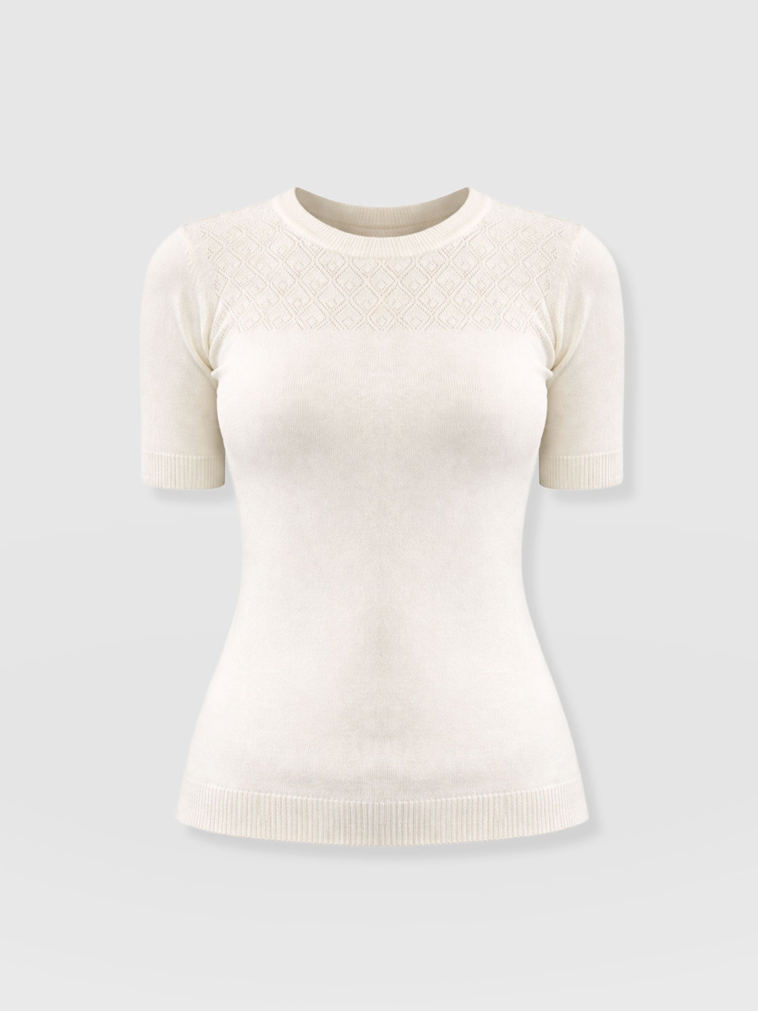 Diamond Knit Tee - Cream - Women's Jumpers | Saint + Sofia® UK