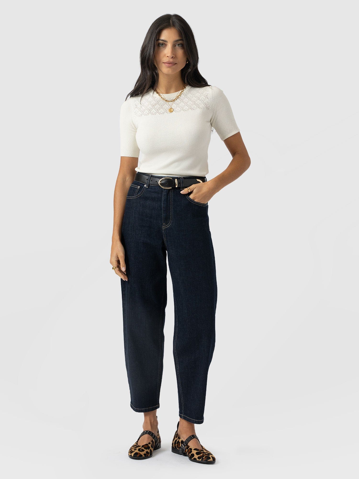 Diamond Knit Tee - Cream - Women's Jumpers | Saint + Sofia® UK