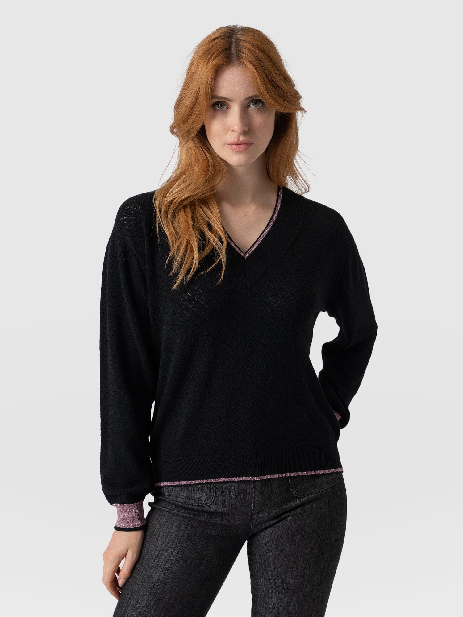 Black v neck jumper ladies outlet uk