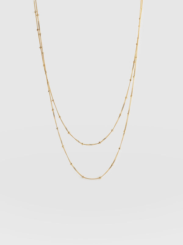 Double Ball Chain Necklace - Gold