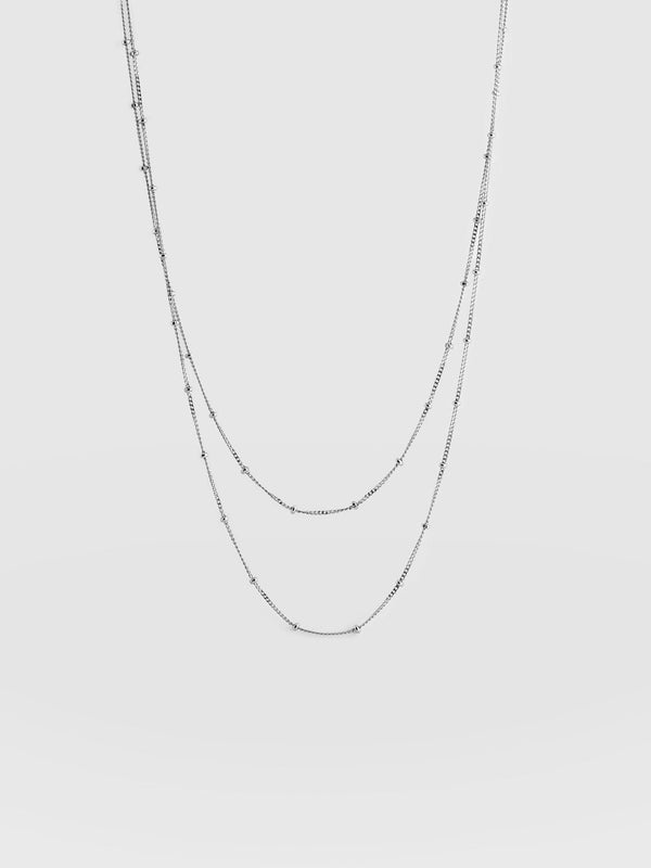 Double Ball Chain Necklace - Silver