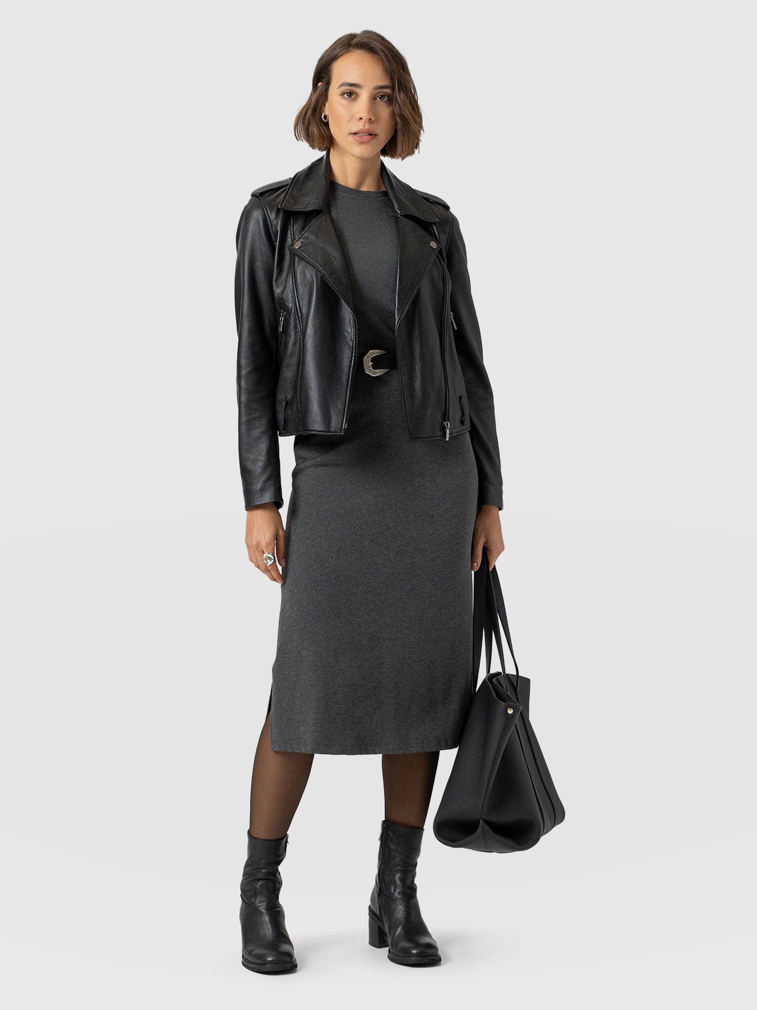 Easy T-Shirt Midi Dress - Charcoal