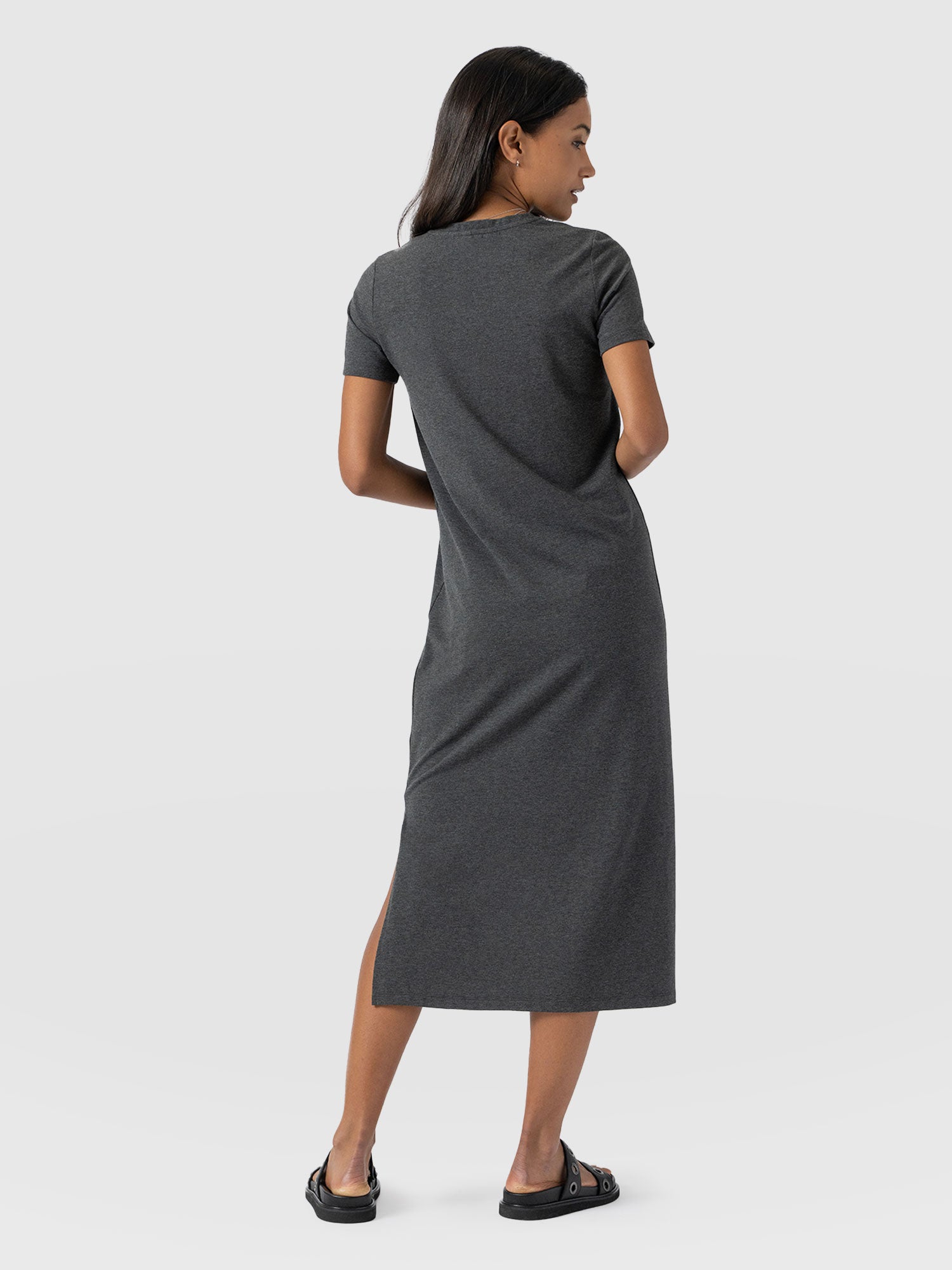 Easy T-Shirt Midi Dress - Charcoal