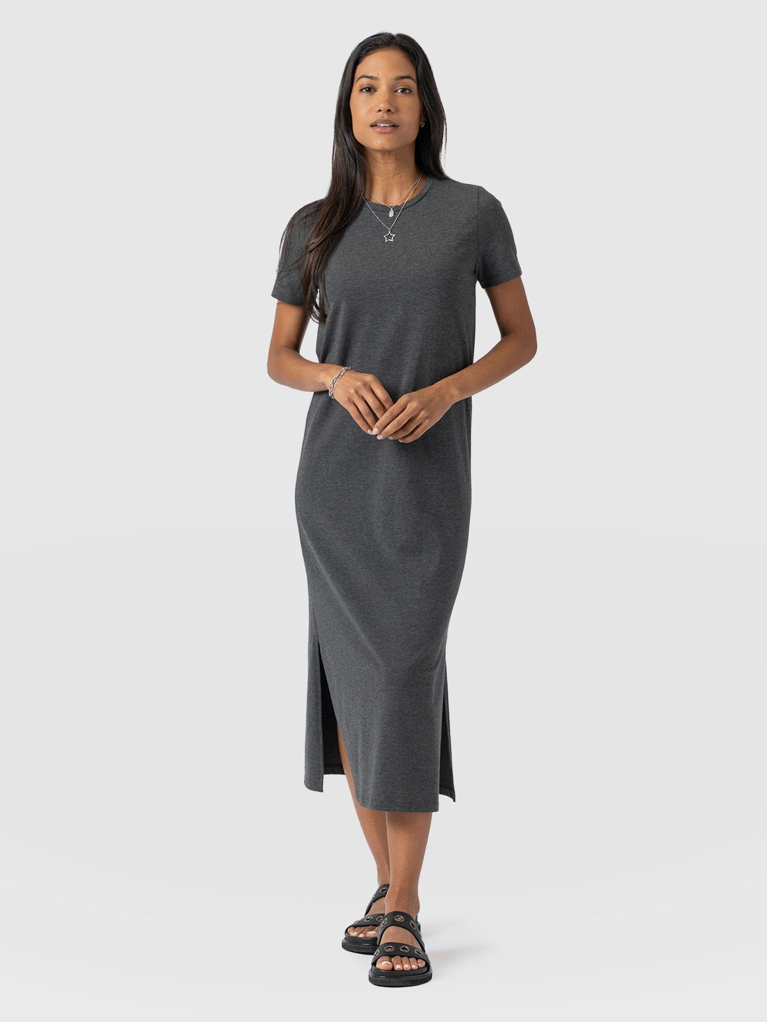 Easy T-Shirt Midi Dress - Charcoal - Women's Dresss | Saint + Sofia® UK