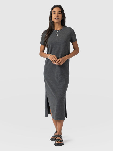 Easy T-Shirt Midi Dress - Charcoal - Women's Dresss | Saint + Sofia® UK