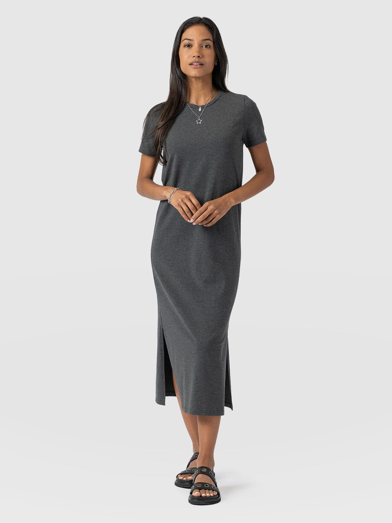 Easy T-Shirt Midi Dress - Charcoal - Women's Dresss | Saint + Sofia® UK