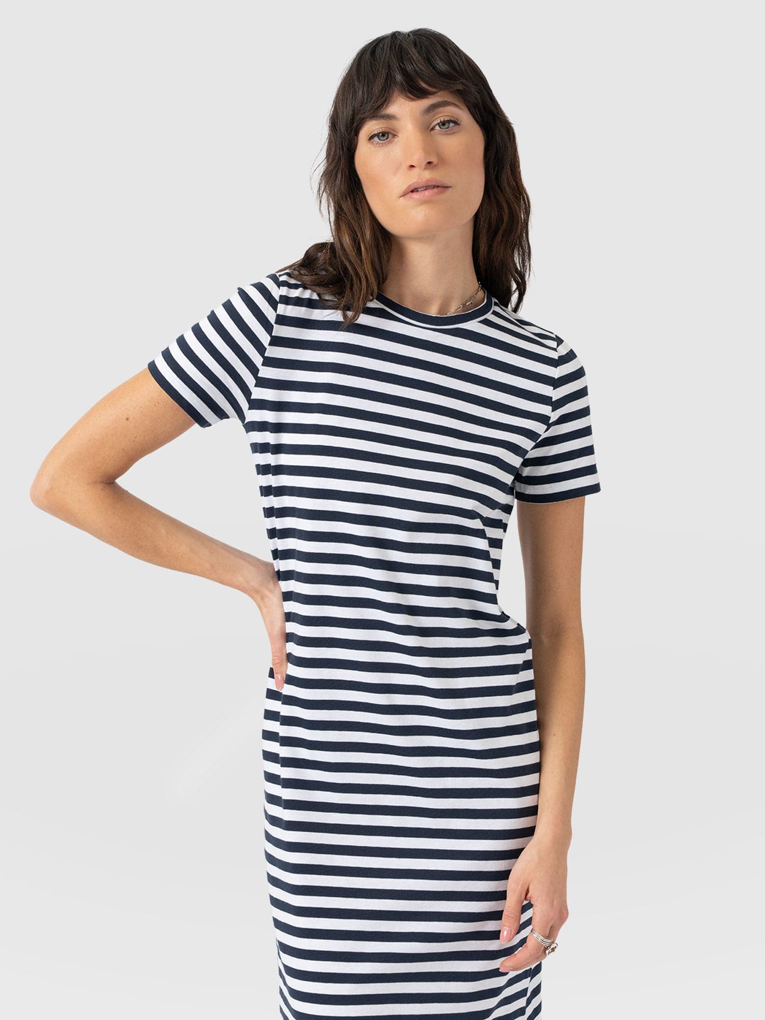 Easy T - Shirt Midi Dress - Navy Stripe - Women's Dresses | Saint + Sofia® UK