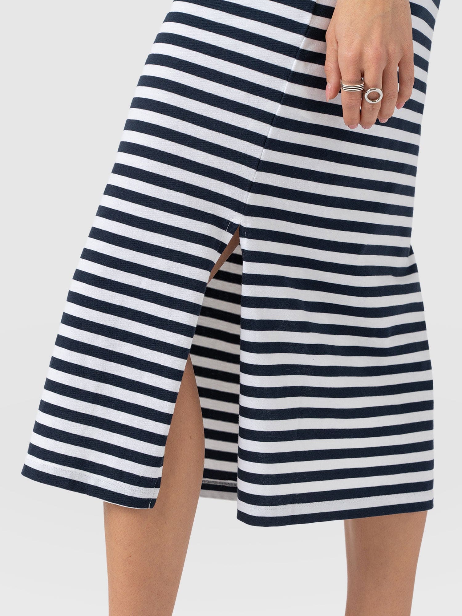 Easy T - Shirt Midi Dress - Navy Stripe - Women's Dresses | Saint + Sofia® UK