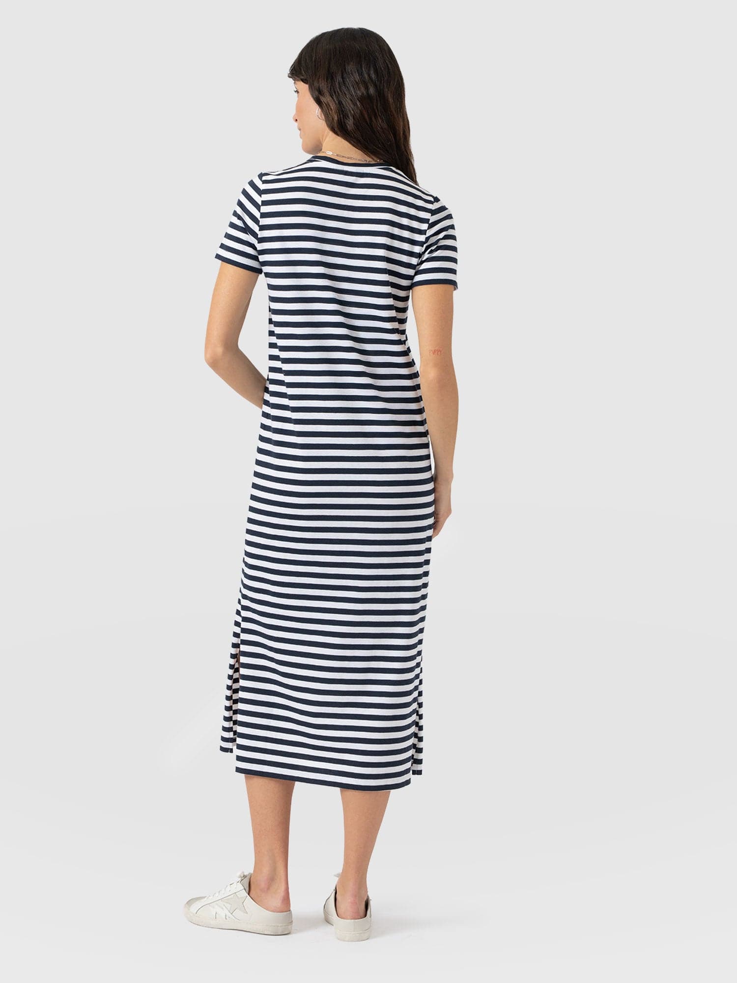 Easy T - Shirt Midi Dress - Navy Stripe - Women's Dresses | Saint + Sofia® UK