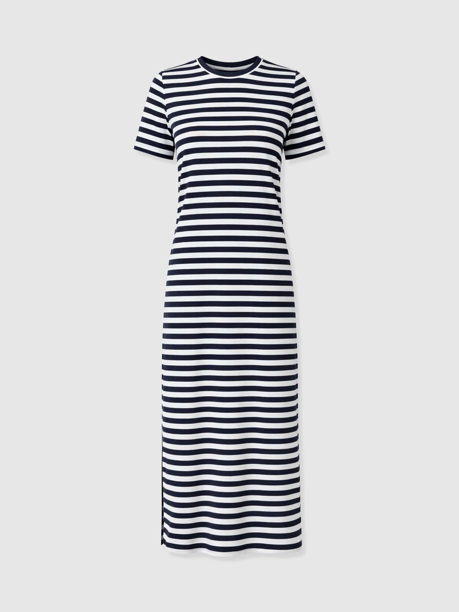 Easy T - Shirt Midi Dress - Navy Stripe - Women's Dresses | Saint + Sofia® UK