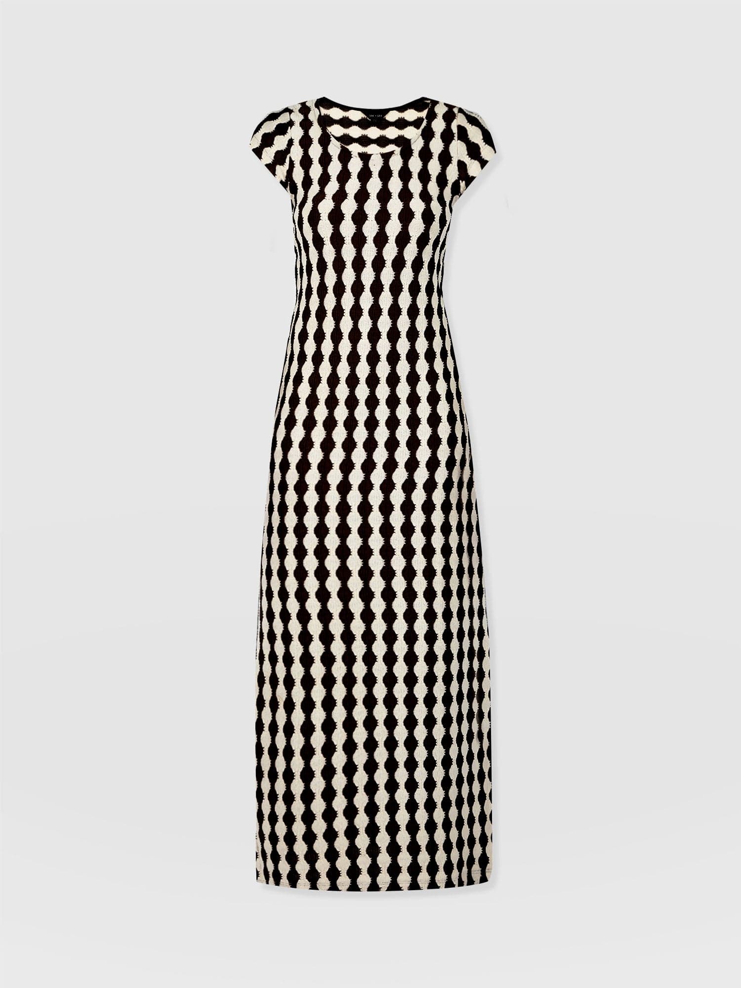 Elise Scoop Neck Midaxi Dress - Black/Cream - Women's Dresss | Saint + Sofia® UK