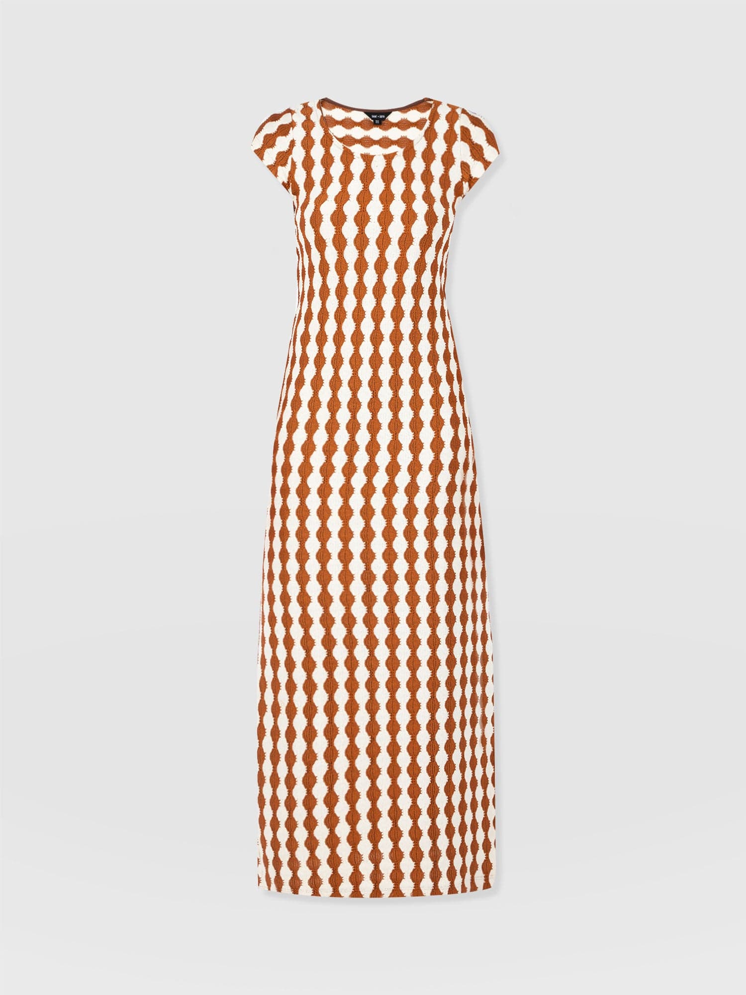 Elise Scoop Neck Midaxi Dress - Brown/Cream - Women's Dresss | Saint + Sofia® UK