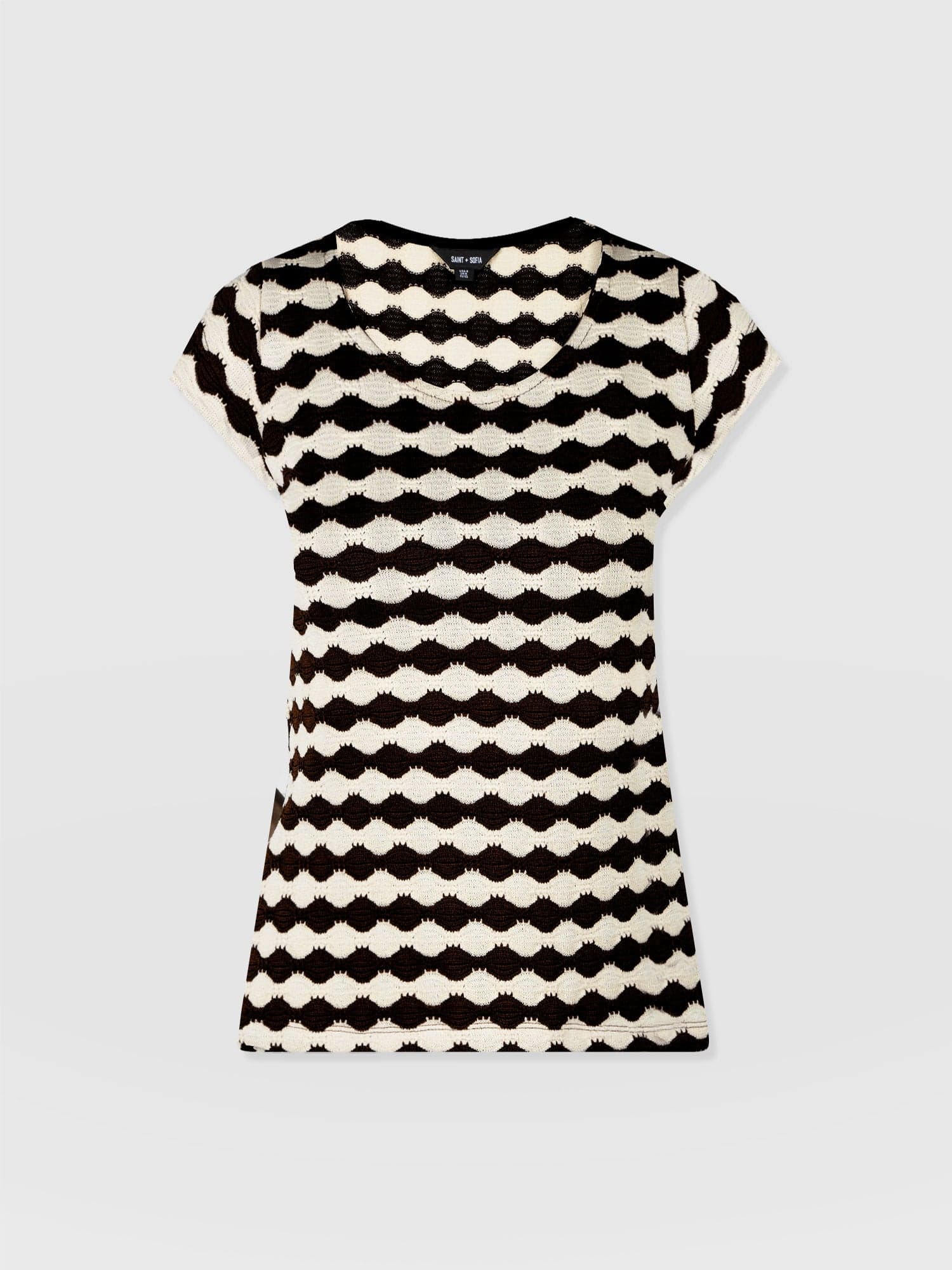 Elise Scoop Neck Tee - Black/Cream - Women's T-Shirts | Saint + Sofia® UK