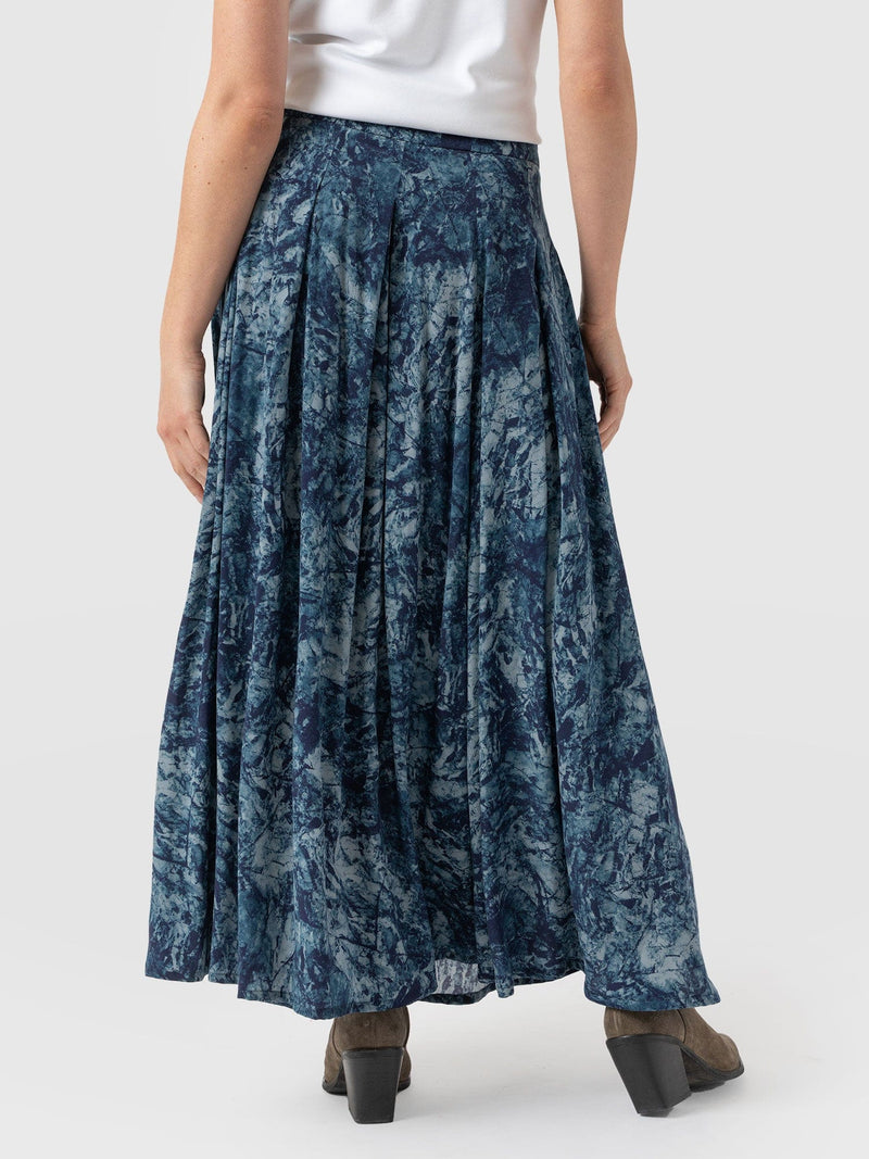 Eliza Pleated Skirt - Blue Marble