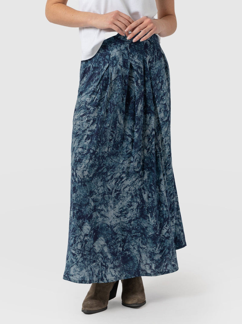 Eliza Pleated Skirt - Blue Marble