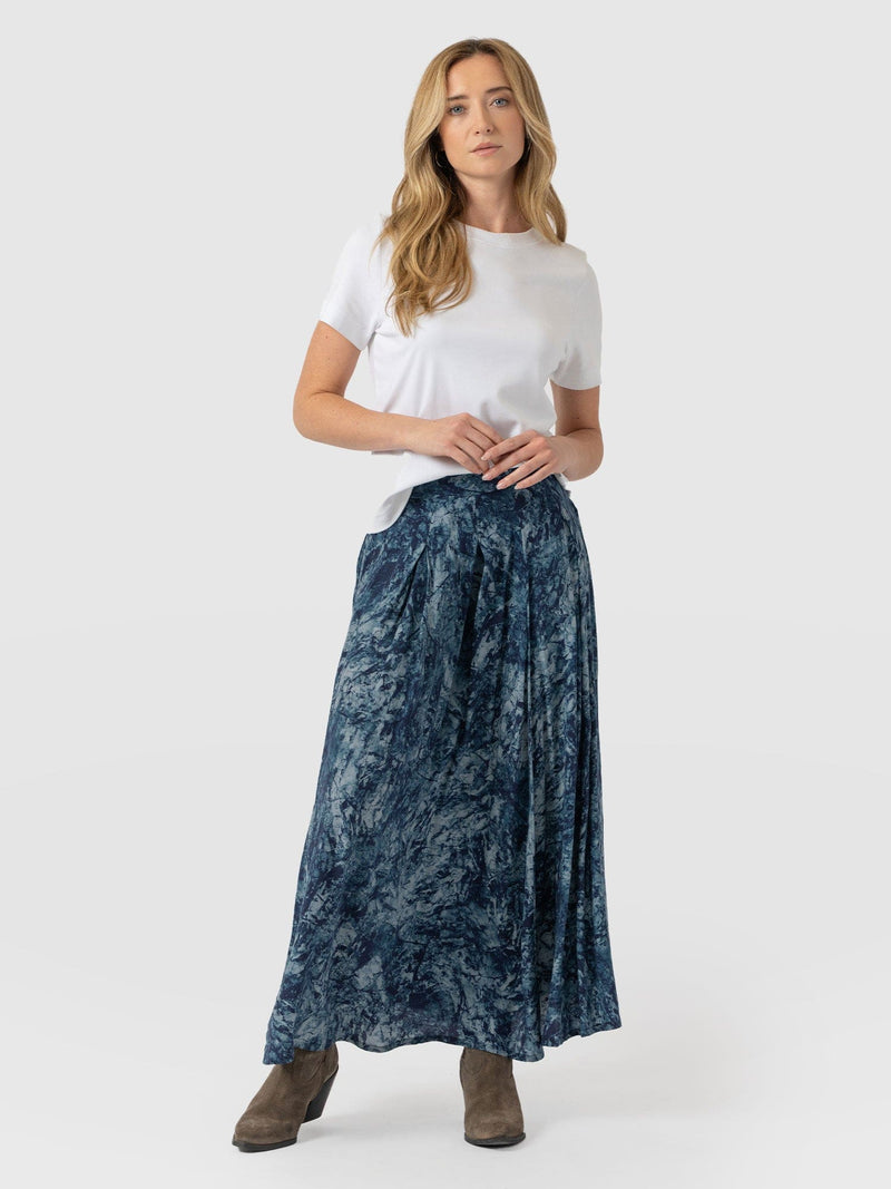 Eliza Pleated Skirt - Blue Marble