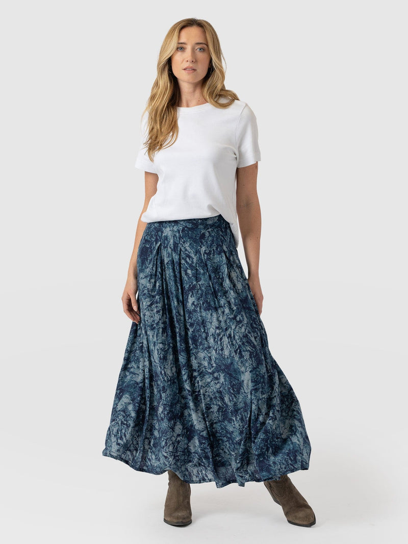 Eliza Pleated Skirt - Blue Marble