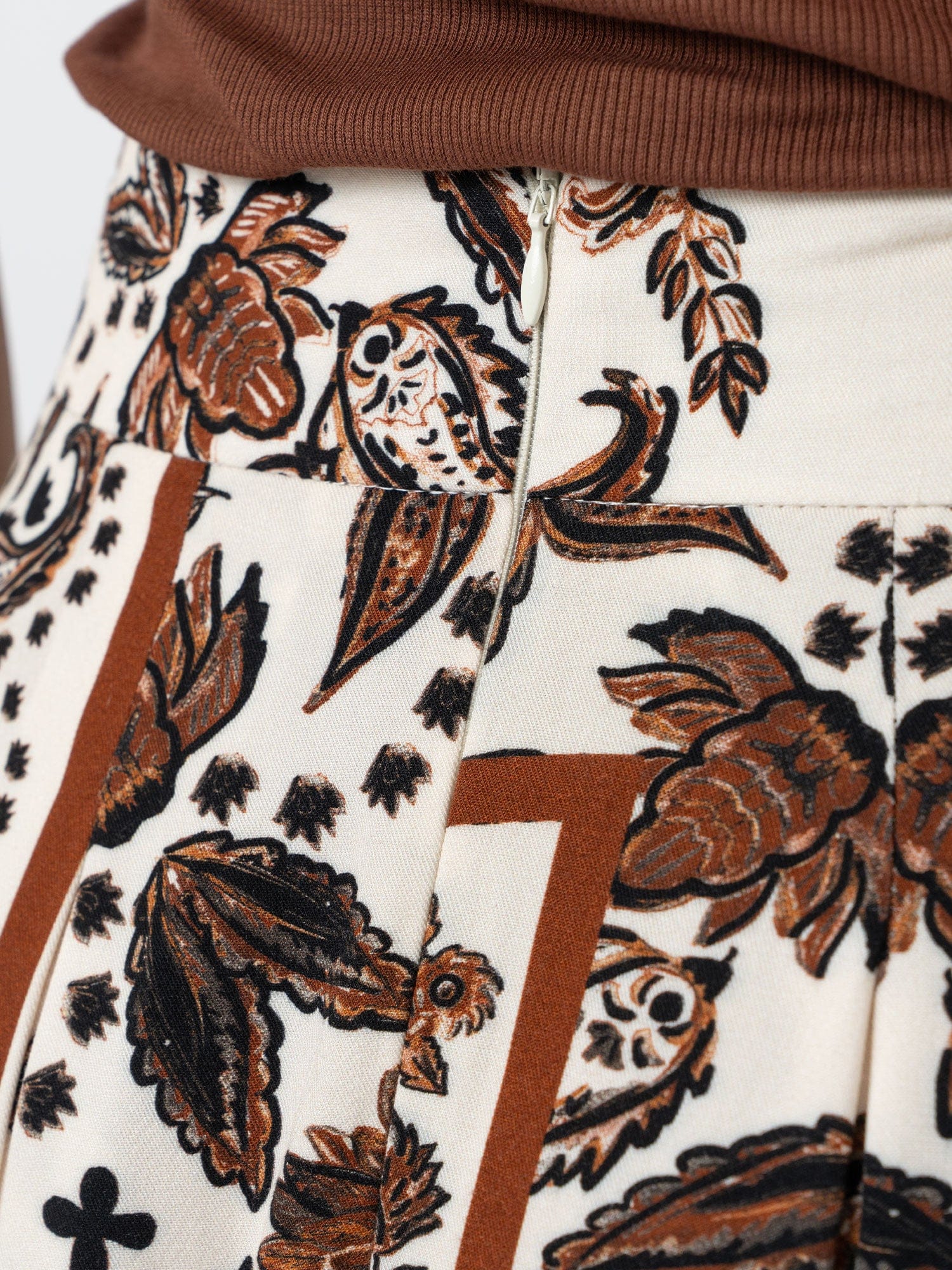 Eliza Pleated Skirt - Cream Paisley