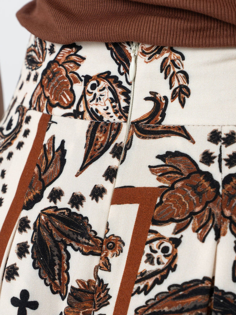 Eliza Pleated Skirt - Cream Paisley - Women's Skirts | Saint + Sofia? UK