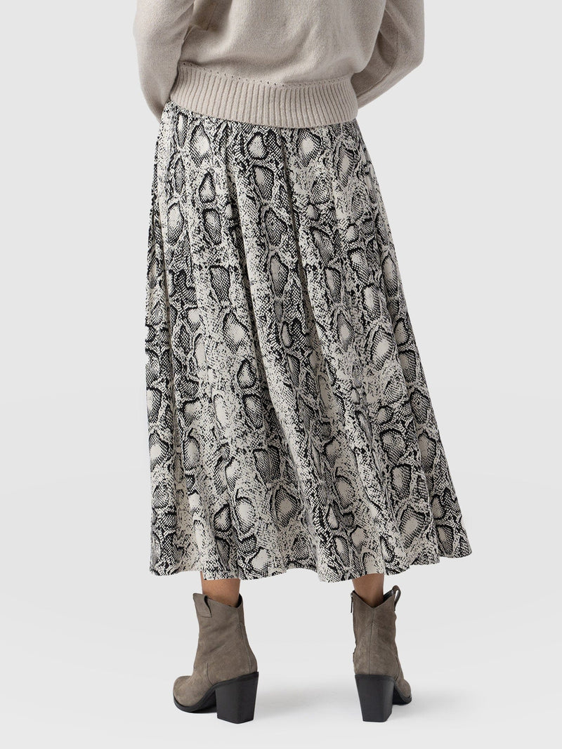 Eliza Pleated Skirt - Cream Snake