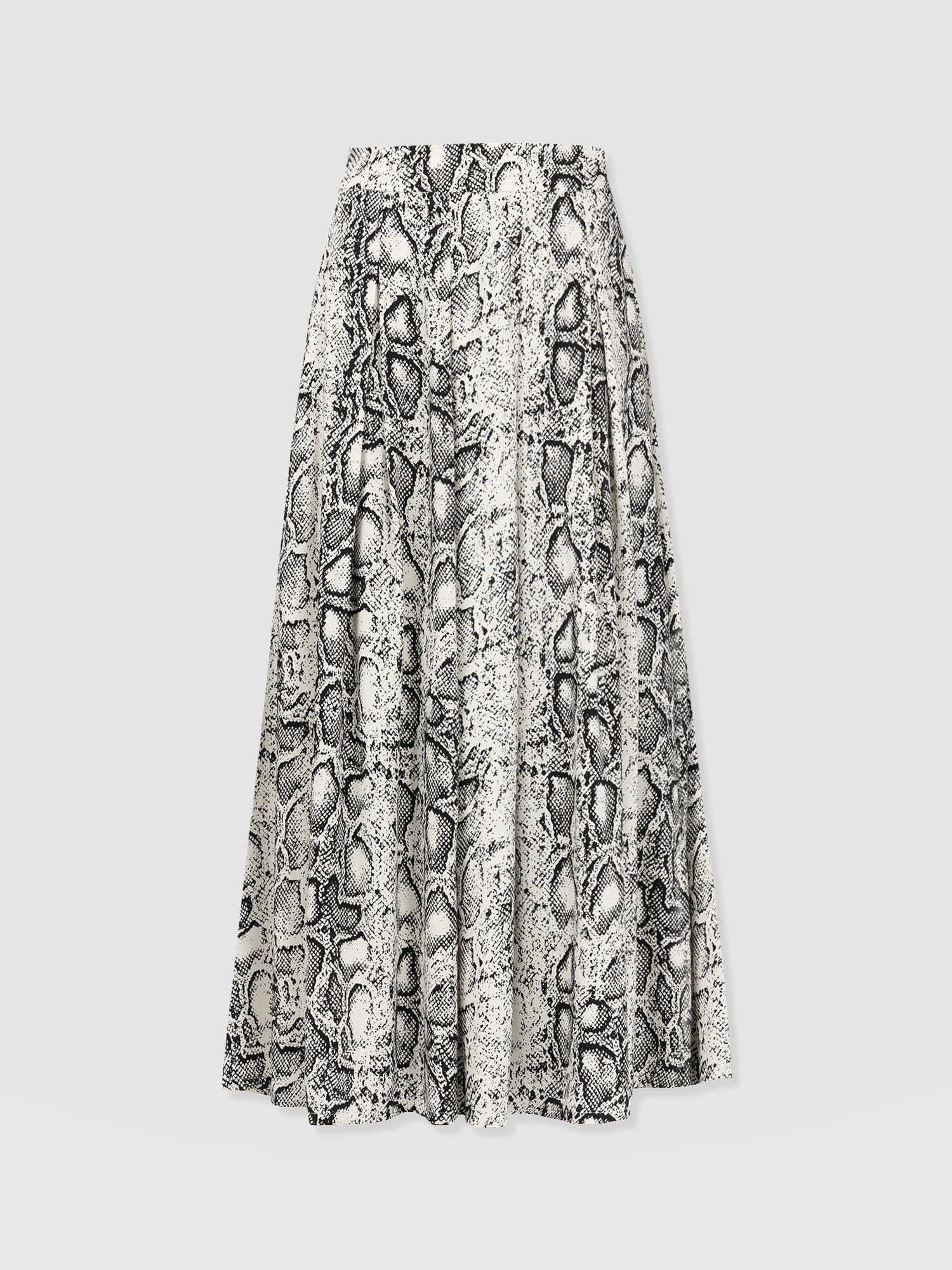 Eliza Pleated Skirt Cream Snake  - Women's Skirts | Saint + Sofia® UK
