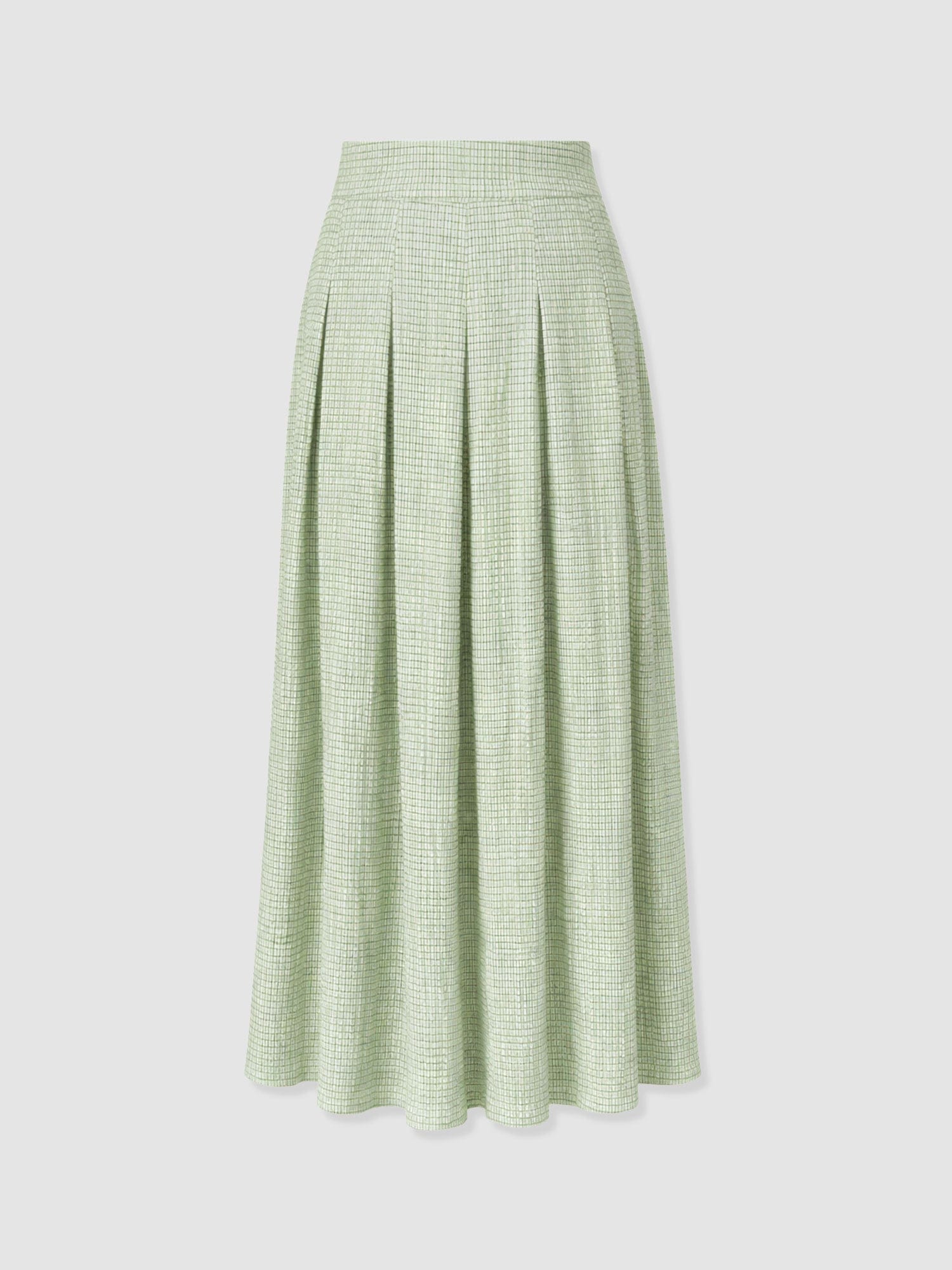Eliza Pleated Skirt - Mint Gingham - Women's Skirts | Saint + Sofia® UK