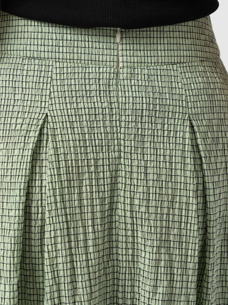 Eliza Pleated Skirt - Mint Gingham - Women's Skirts | Saint + Sofia® UK