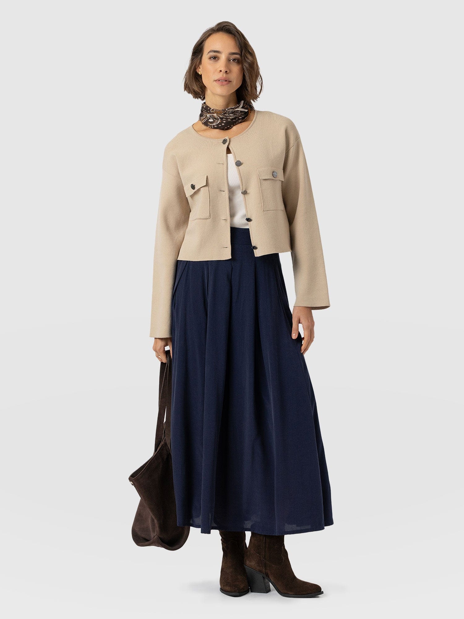 Eliza Pleated Skirt - Navy