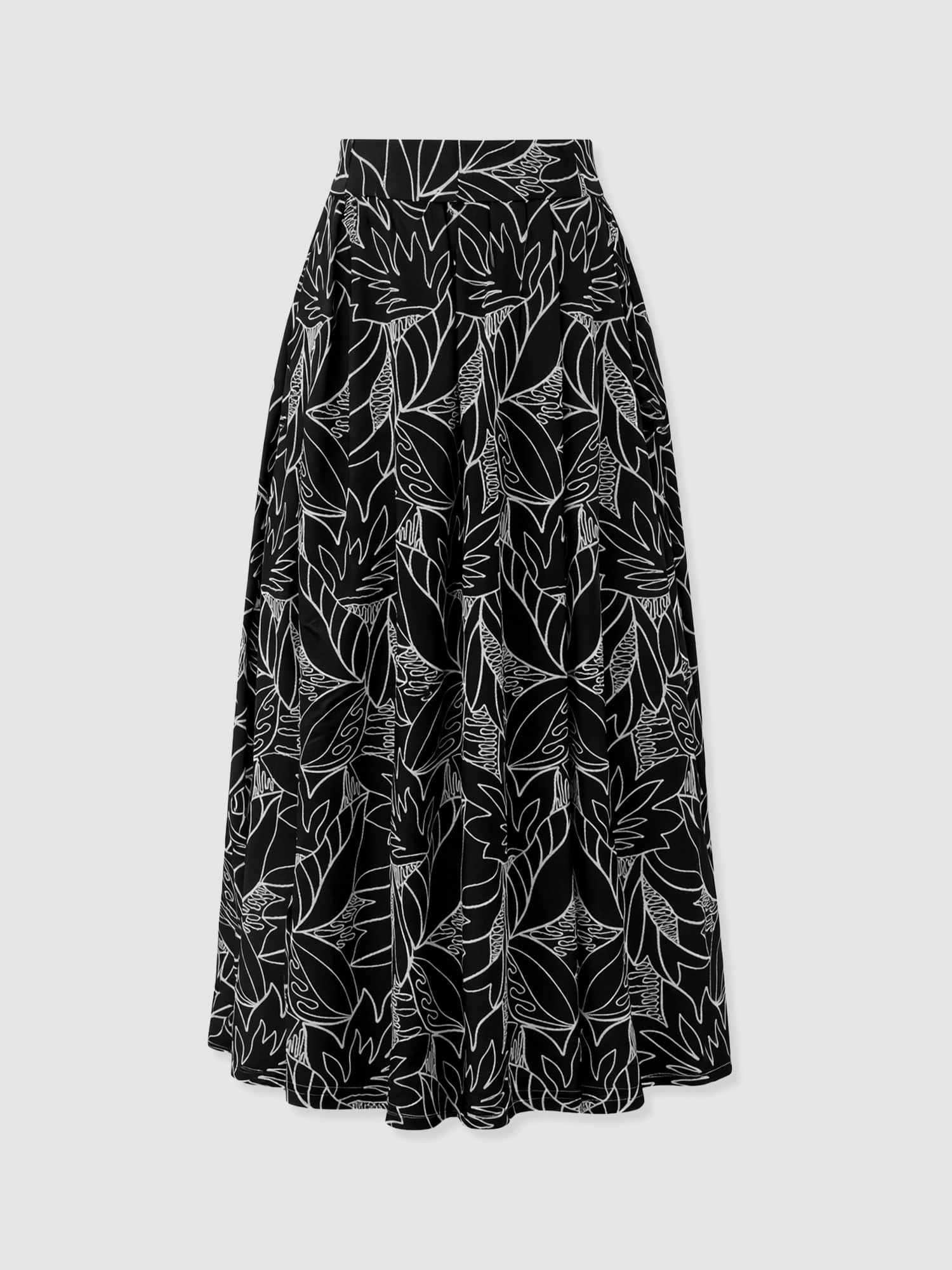 Eliza Pleated Skirt - Black Embroidered - Women's Skirts | Saint + Sofia® UK