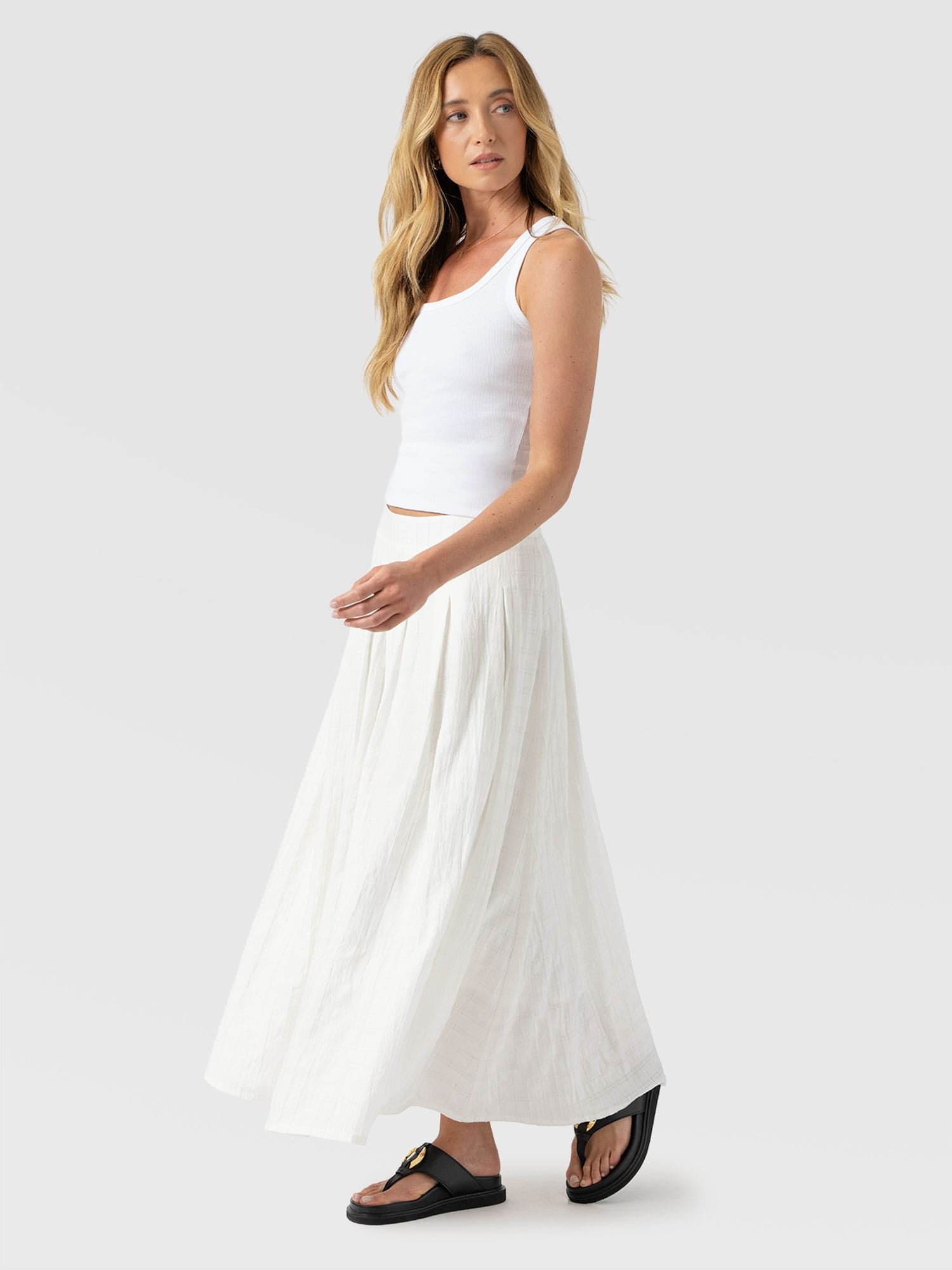 Eliza Skirt - White Textured - Women's Skirts | Saint + Sofia® UK